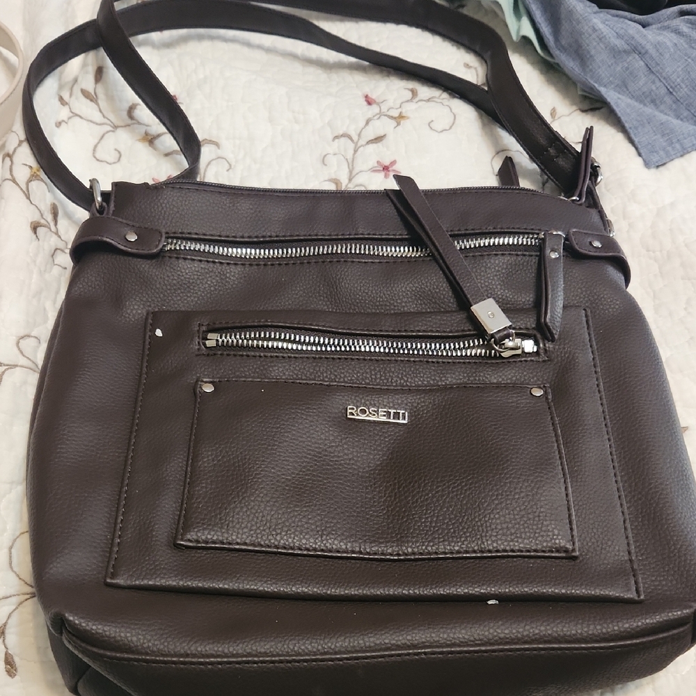 Rosetti Dark Brown Shoulder Bag with Silver Accents